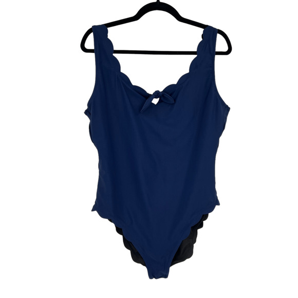 NEW J. Crew Scalloped One Piece Swimsuit With Bow in Navy AX604 - Picture 12 of 12